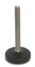 Podpěry pro pojezdová kola – Stavitelné nohy Ø 103, nízký profil, 16° výkyvný šroub, nerez