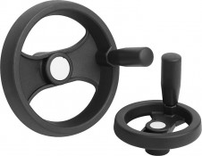 Ručné ovládacie kolesá – 2paprskové koleso pre ručné ovládánie  z plastu, s otočnou rukoväťou