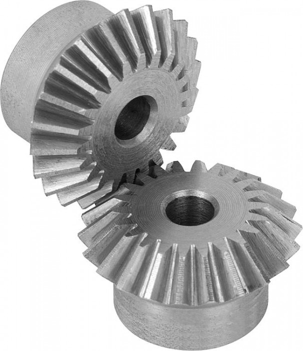 Kuželová ozubená kola z oceli, převod 1:1 ozubení frézované, přímé ozubení, úhel záběru 20°