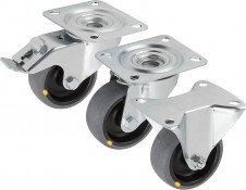 Pojezdové kolesá a kolieska – Riadiace a pevné pojazdové kolieska z oceľového plechu elektricky vodivé štandardné prevedenie