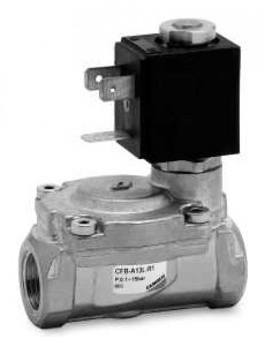 Indirectly operated 2/2 NO solenoid valve