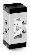 Camozzi - ventily a solenoidové ventily Série 4 – 3/2-way valve, G1/8 port, monostable Mod. 438–35