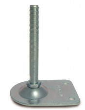 S připevněním do podlahy – Stavitelné nohy Ø 110×151 se 2 otvory, 8° výkyvný šroub nebo fixný s pojistnou maticí – pozink