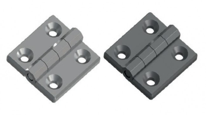 Polished and sandblasted hinges, stainless steel
