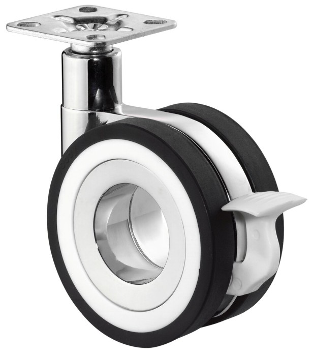 Designové kolečko s brzdou dvojité - deska F371.075
