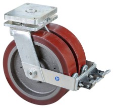 Těžkotonážní kolečka - svařovaná konstrukce – Dvojitá těžkotonážní kolečka – otočná s brzdou