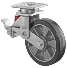 Těžkotonážní kolečka - svařovaná konstrukce – Odpružená kolečka – otočná s brzdou