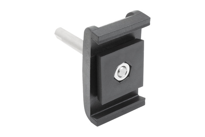 Dvojité svorky z plastu s čepy z nerezové oceli pro boční vedení s kuželovým přídržným profilem