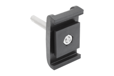 Komponenty pro dopravníkové systémy – Dvojité svorky z plastu s čepy z nerezové oceli pro boční vedení s kuželovým přídržným profilem