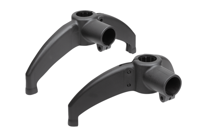 Trubková spojka, základna z plastu, pro kulaté trubky se dvěma nohama a příčným spojením