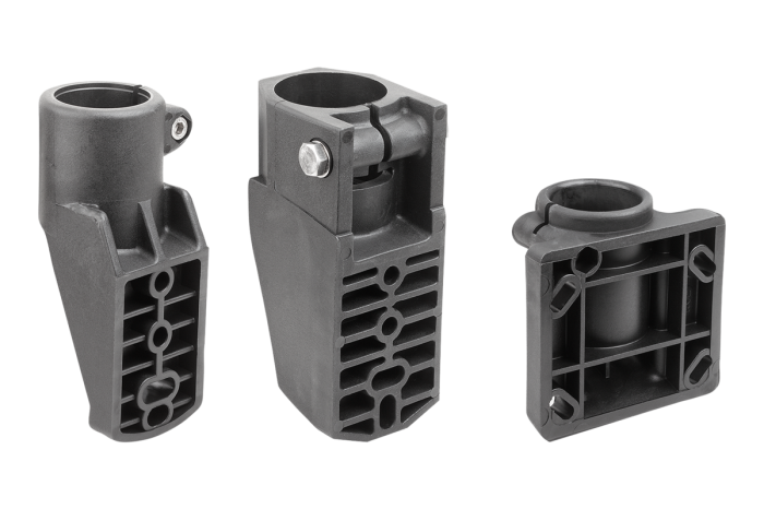 Rúrkové spojky, bočná podperná hlavica z plastu pre okrúhle rúrky