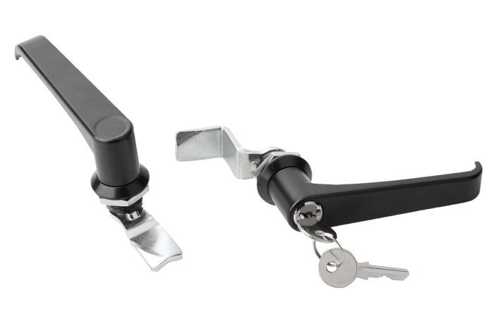 Západkové uzávery s úchytom tvaru L, zo zinku, priemer puzdra 32 mm