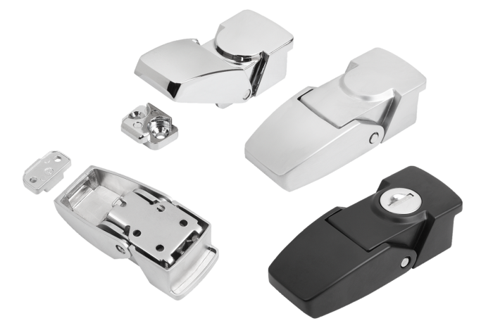 Upínacie uzávery zo zinku s plechovým držiakom, skryté otvory na priskrutkovanie