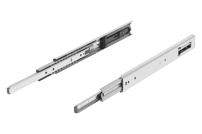 Teleskopické lišty, z nerezové oceli pro boční montáž, plný výsuv, nosnost do 100 kg