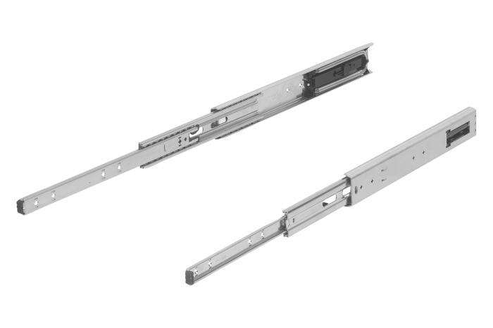Teleskopické lišty, ocelové pro boční montáž, plný výsuv, nosnost do 55 kg