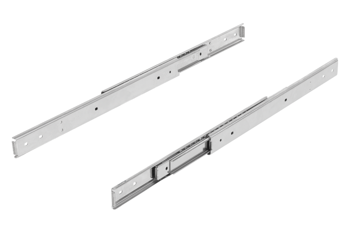 Teleskopické lišty, z nerezové oceli pro boční montáž, plný výsuv, nosnost do 80 kg