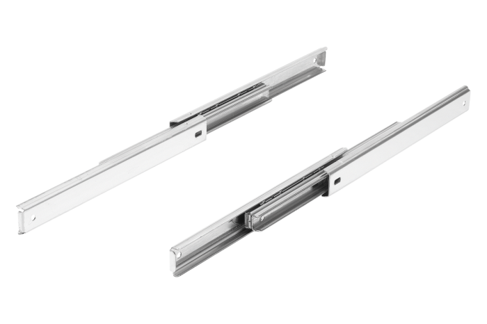 Teleskopické lišty, z nerezové oceli pro boční montáž, plný výsuv, nosnost do 15 kg