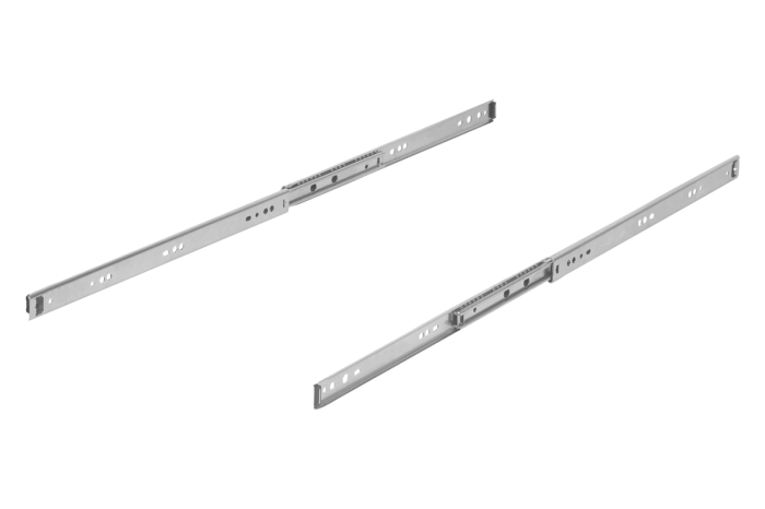 Teleskopické lišty, ocelové pro boční montáž, plný výsuv, nosnost do 45 kg