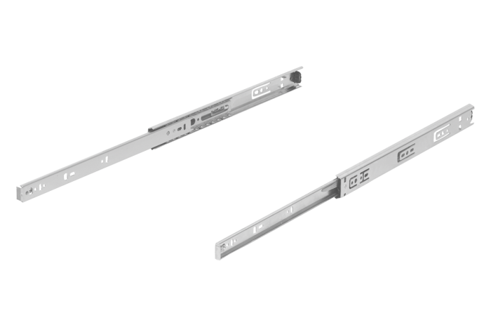 Teleskopické lišty, ocelové pro boční montáž, částečné vysunutí, nosnost do 50 kg