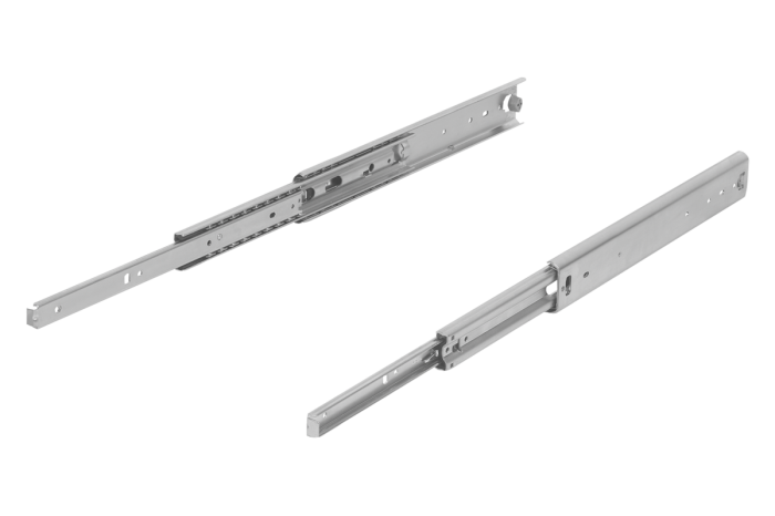 Teleskopické lišty, ocelové pro boční montáž, plný výsuv, nosnost do 124 kg