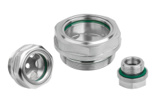 šroubovací uzávěry &ndash; Olejoznaky s bezpečnostním sklem z nerezové oceli