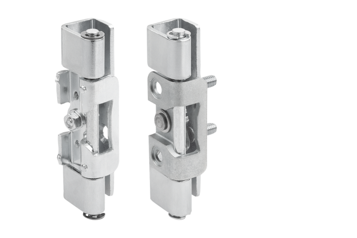 Concealed hinges die-cast zinc, steel or stainless steel with lock, folded edge 23 mm