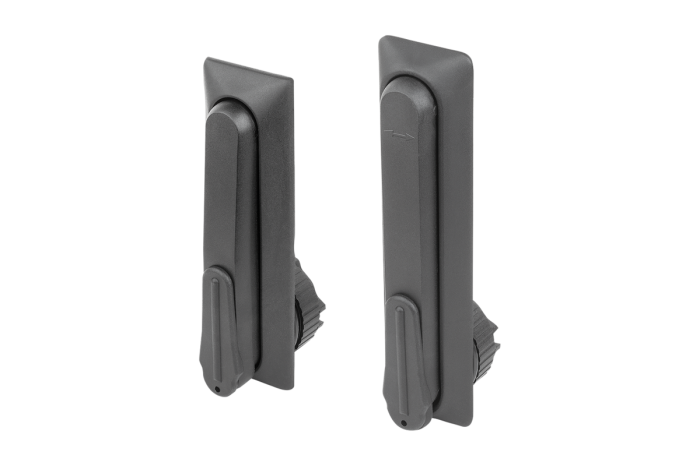 Otočná páka z plastu, kruhový montážní otvor, rozteč montážních otvorů 105/130 mm, s krytem