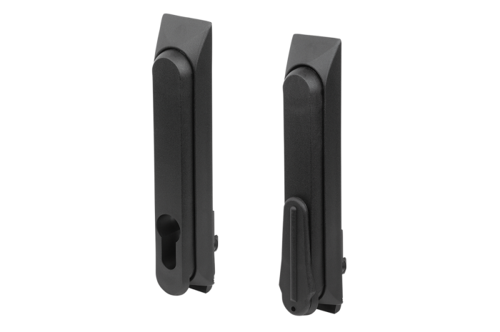 Otočná páka z plastu, čtvercový montážní otvor, rozteč montážních otvorů 50x50x50 mm, s krytem nebo bez krytu