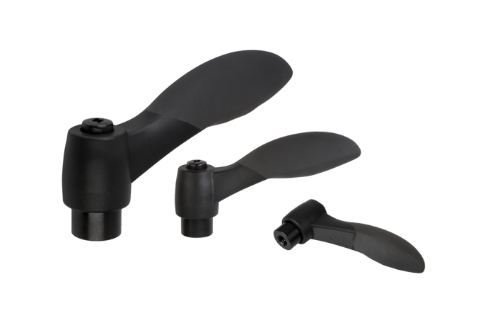 Upínacia páka 2K s vnútorným závitom, so závitovou vložkou z ocele, brynýrovaná