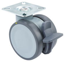 Nábytková / Designová kolečka &ndash; Dvojité plastové kolečko s brzdou