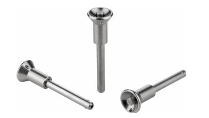 Ball lock pin with stainless steel mushroom grip