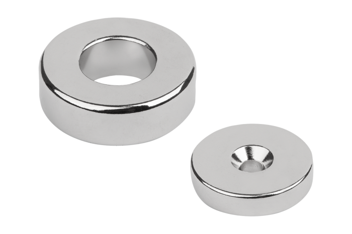 Raw magnets (disc magnets) with a hole, made from NdFeB, high magnetic force
