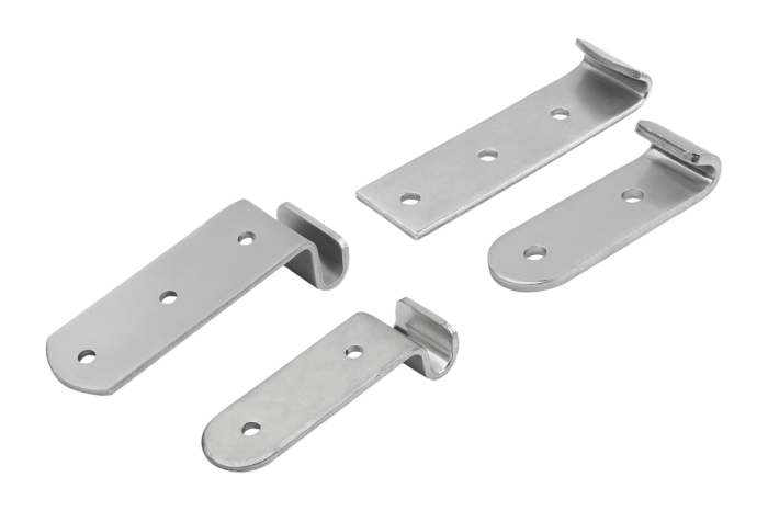 Catch plates for toggle latches with clamping bracket, concealed screw mounting holes