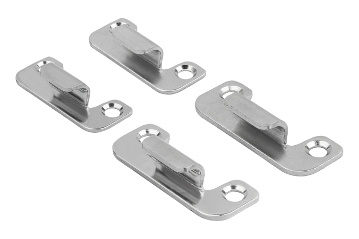 Catch plate for toggle latch with spring clips, up to 500 N