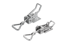 Draw latches &ndash; – Steel or stainless steel toggle latches with movable triangular clamping bail, up to 900 N, adjustable, with visible screw mounting holes