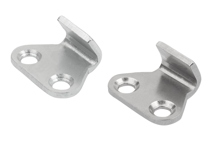 Adjustable catch plate for toggle latch with movable triangular clamping bracket, up to 900 N