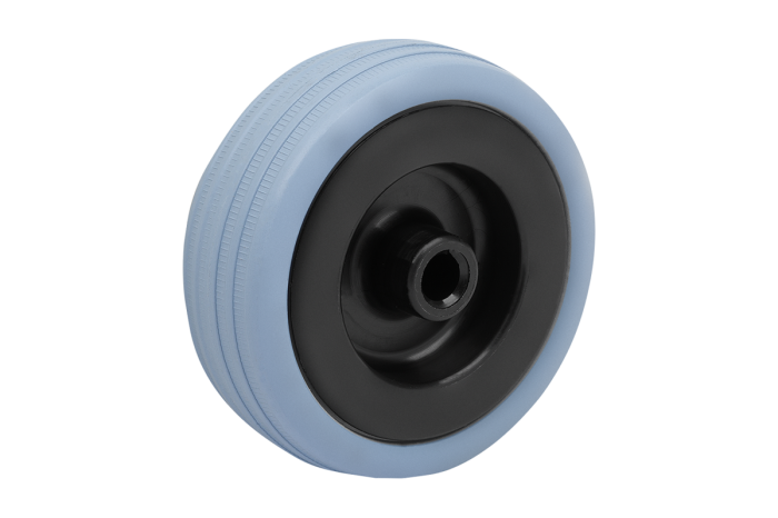 Solid rubber wheel with polyamide wheel centre