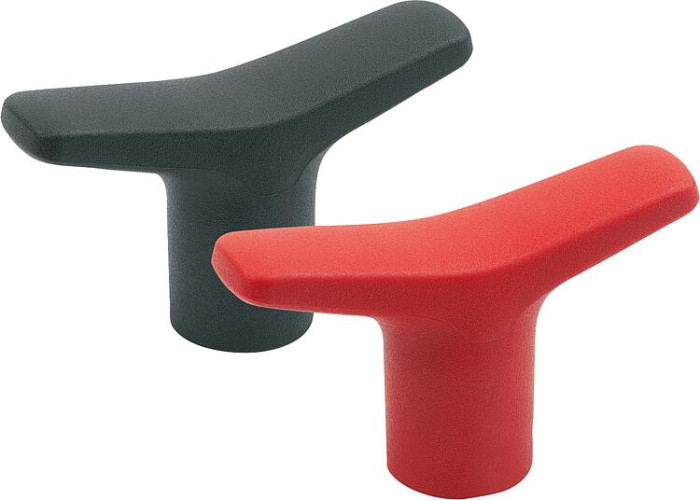 T-grips made of thermoplastic, with internal thread