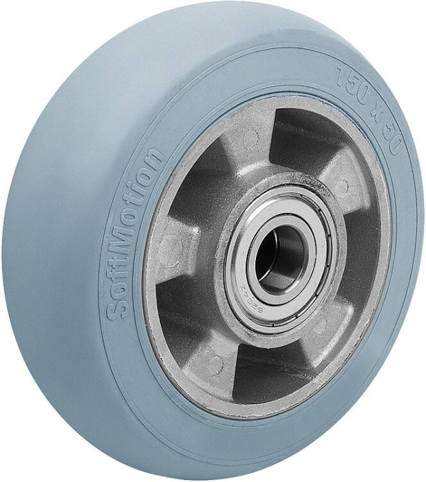 Elastic solid rubber wheel with aluminium wheel centre