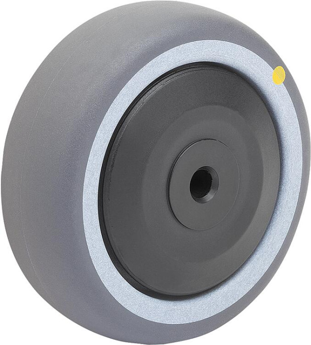 Electrically conductive polyamide wheel with polyurethane tread