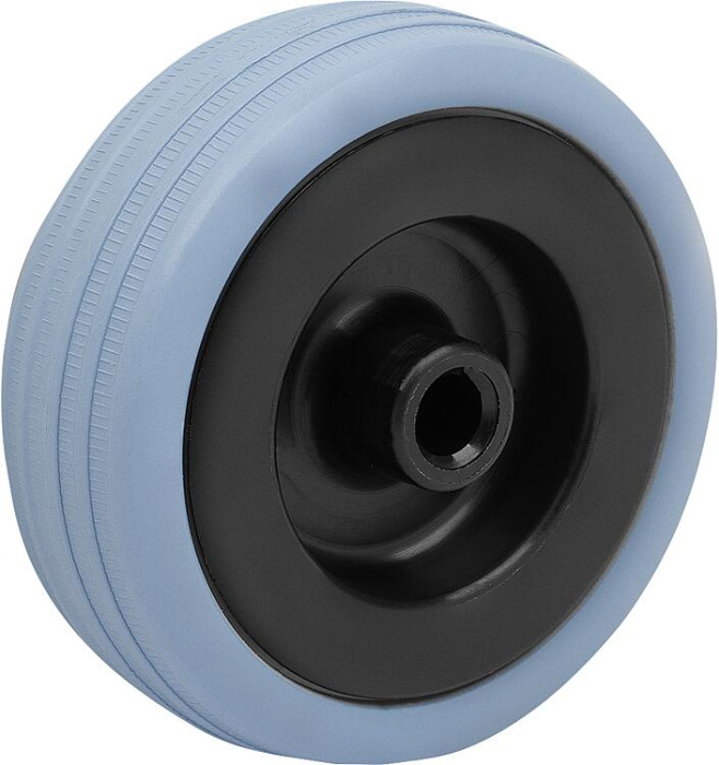 Solid rubber wheel with polyamide wheel centre